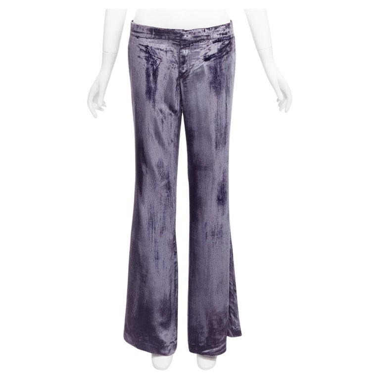 Ralph Lauren Purple Label Blue Printed Silk High Slit Wide-Leg