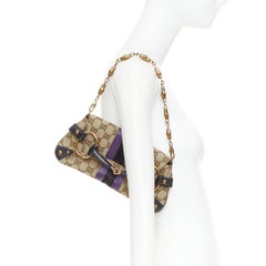 GUCCI Tom Ford Vintage purple web Horsebit GG monogram chain clutch bag