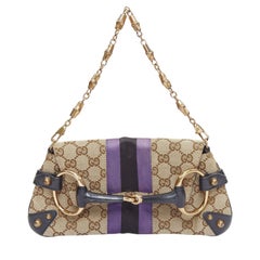GUCCI Tom Ford Vintage lila Web Horsebit GG Monogramm Kette Kupplungstasche