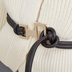 GUCCI Tom Ford Vintage ribbed toggle gold hardware leather belt cardigan top S