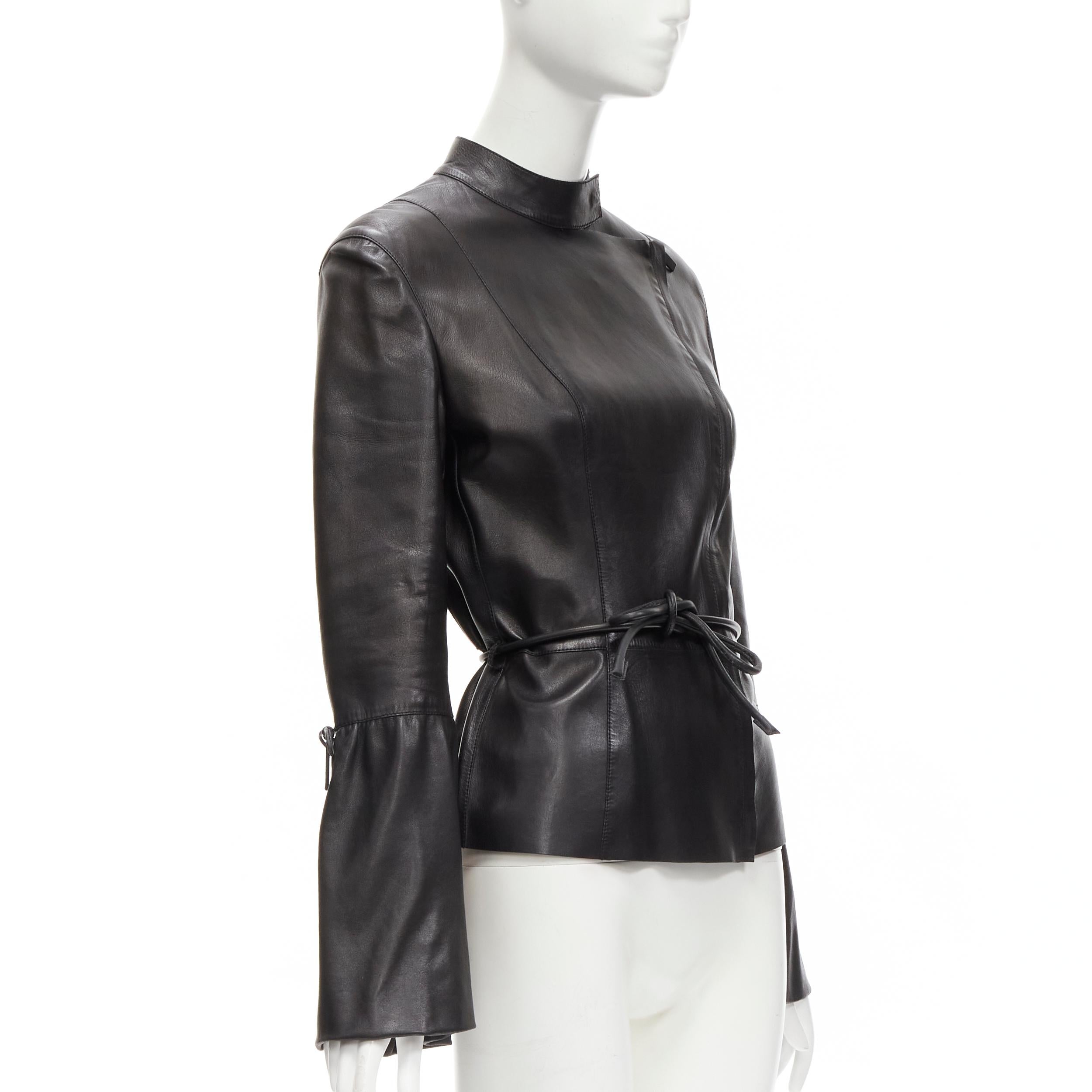 Women's GUCCI Tom Ford Vintage Runway 1999 black leather flared sleeve jacket IT42 M