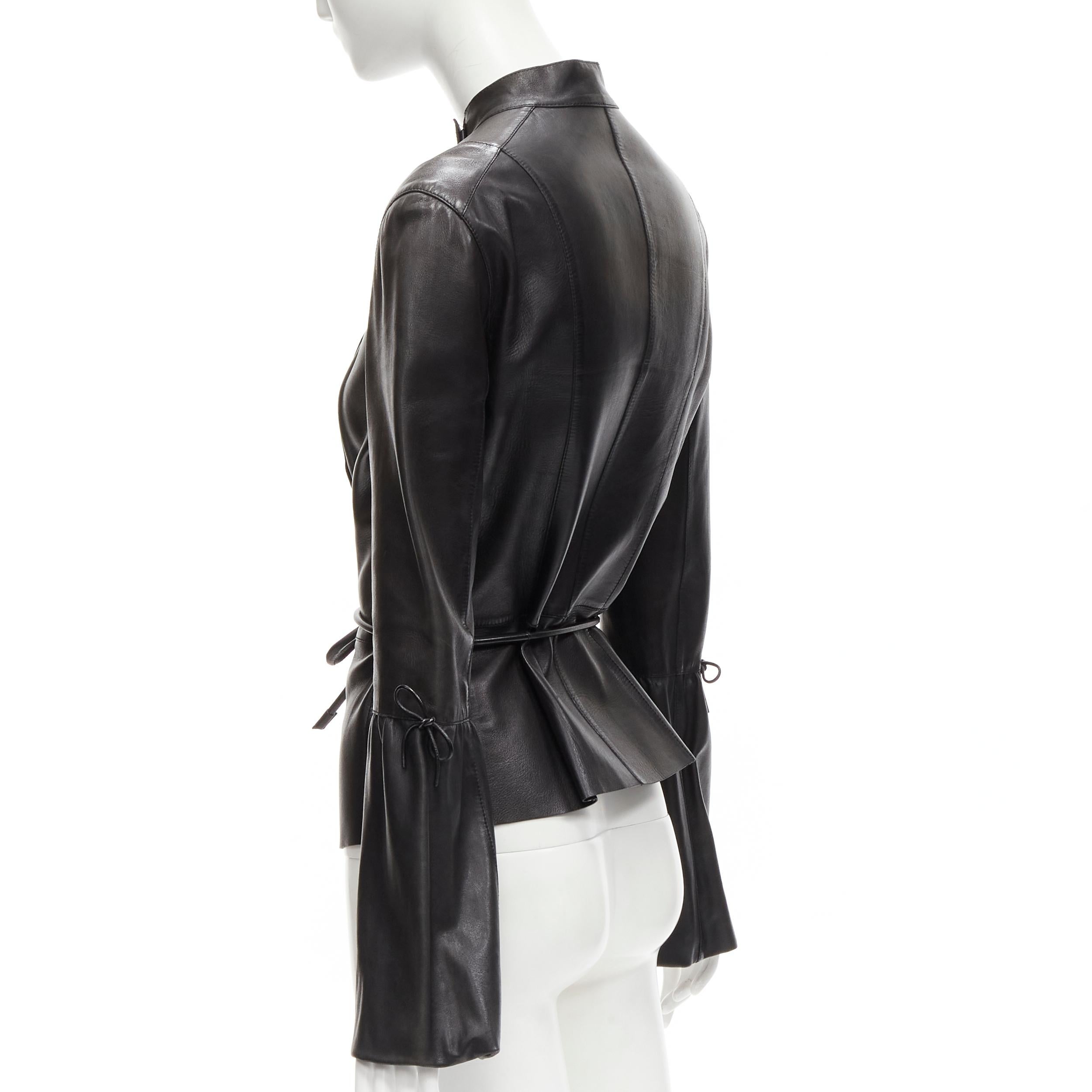 GUCCI Tom Ford Vintage Runway 1999 black leather flared sleeve jacket IT42 M 3