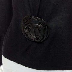 GUCCI Tom ford Vintage Runway black leather rosette puff sleeve sweater