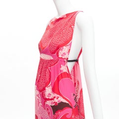 GUCCI TOM FORD Vintage Runway print silk side cutout leather strap dress IT42 M