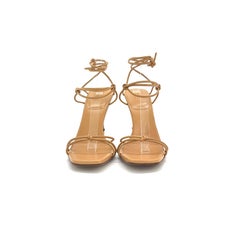 Gucci Tom Ford Vintage SS 2002 Beige Bamboo Lace Up High Heel Sandals 9