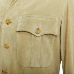 GUCCI Tom Ford Vintage suede leather horn button pocketed safari jacket IT46 S