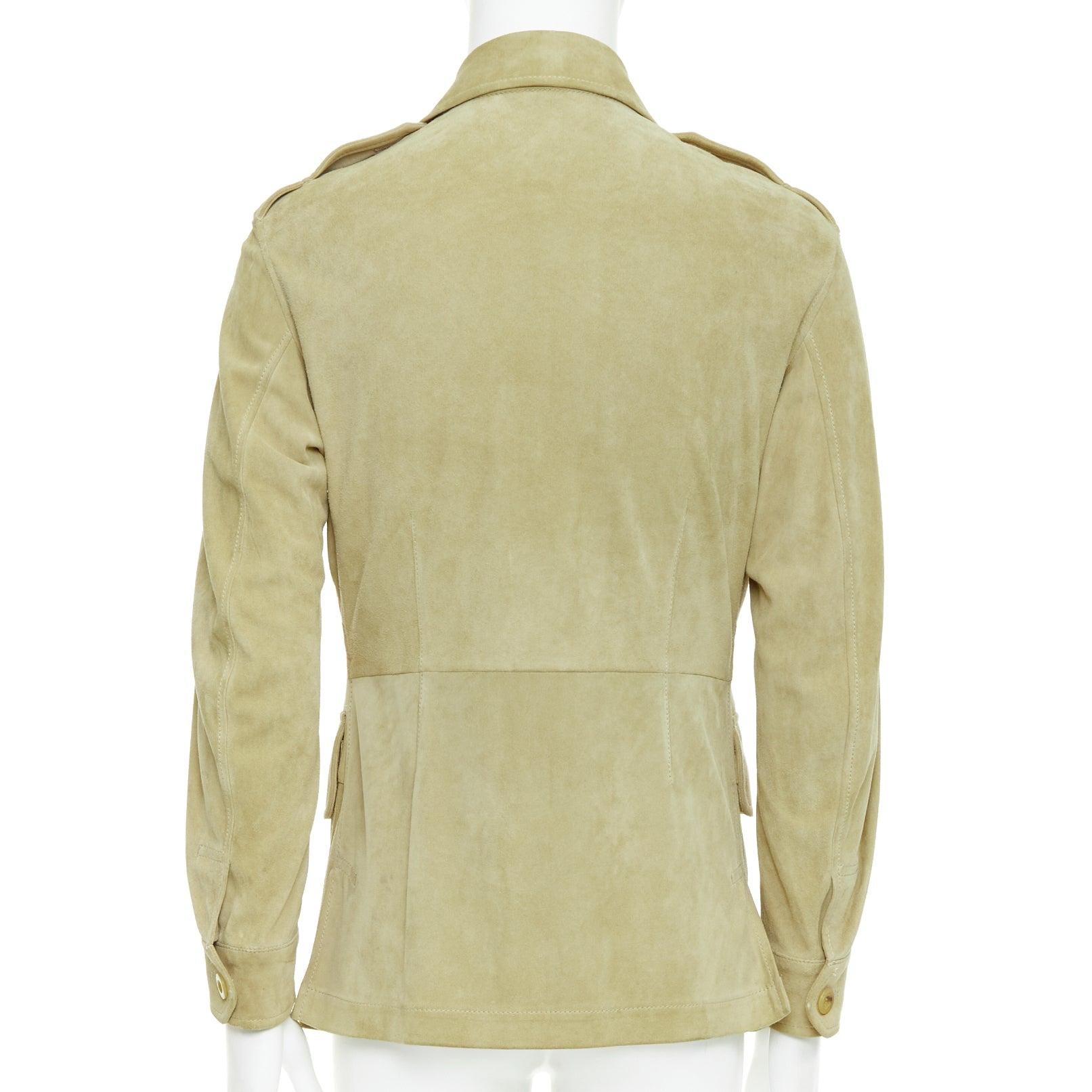 GUCCI Tom Ford Vintage suede leather horn button pocketed safari