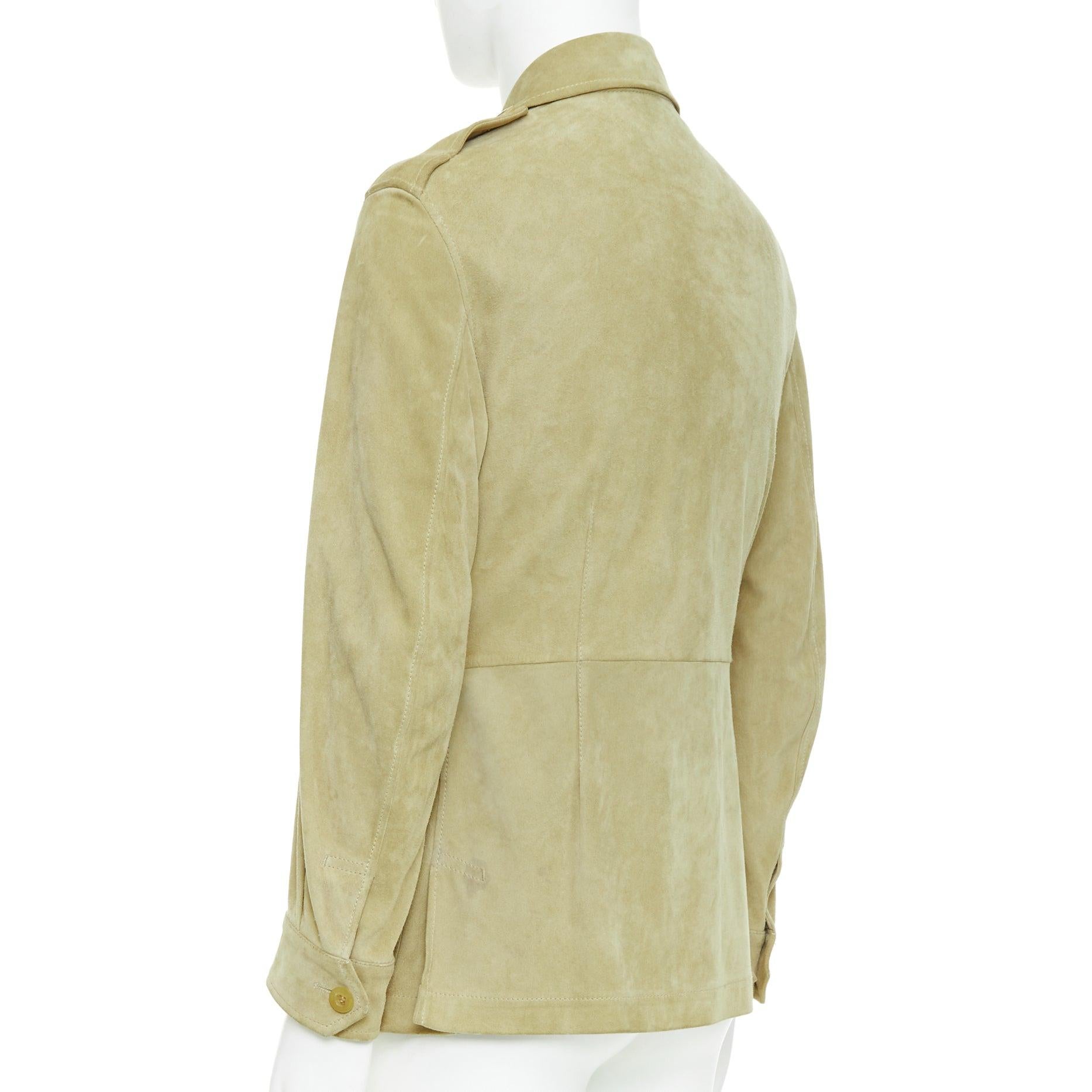 GUCCI Tom Ford Vintage suede leather horn button pocketed safari