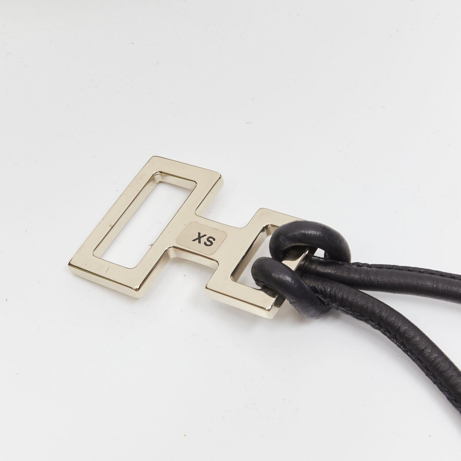 GUCCI Tom Ford Vintage Y2K gold GG square loop black leather cord self tie belt For Sale 3