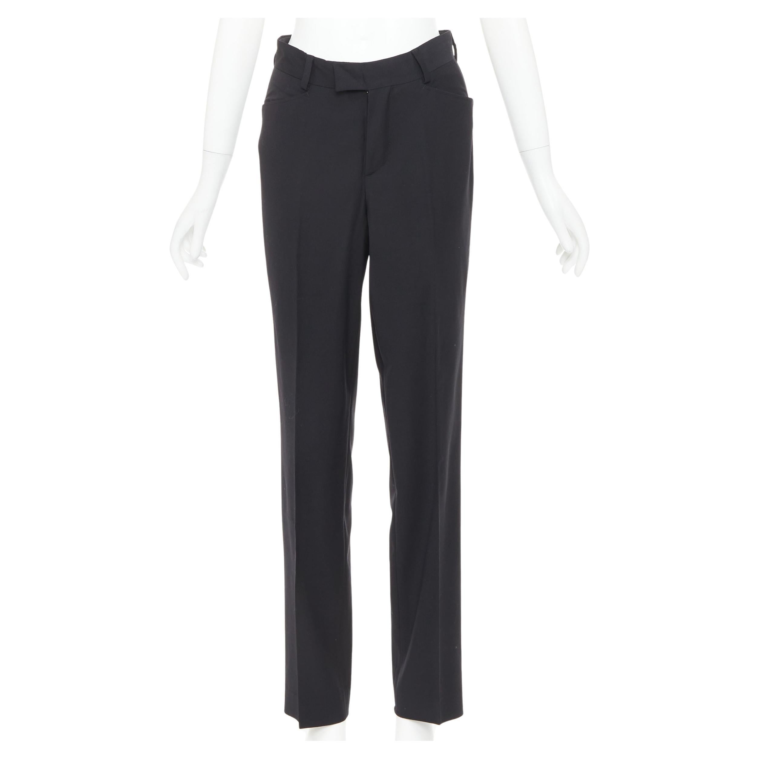 GUCCI Tom Ford black wooly curved pocket high waist flare trousers