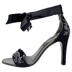 Gucci Tom Ford Y2K Satin Tie Black Suede Embroidered Heels with Box, Size 8B