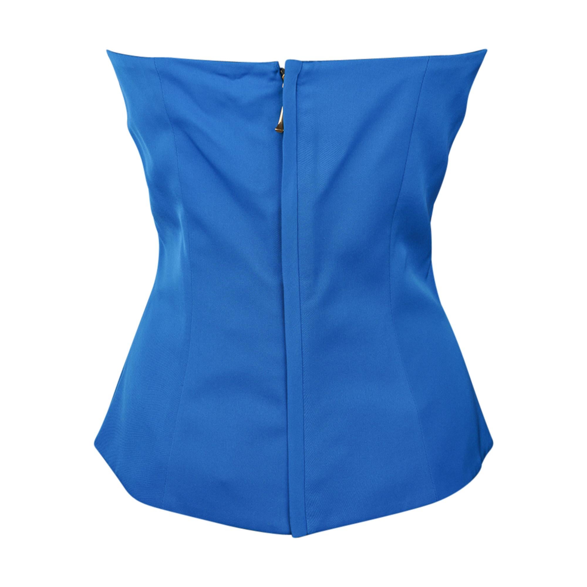 Gucci Top Cool Blue Strapless Silk  42 fits 6  In New Condition For Sale In Miami, FL