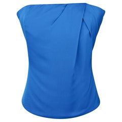 Gucci - Haut sans bretelles en soie bleue décontractée  42 Taille 6, Neuf avec étiquette