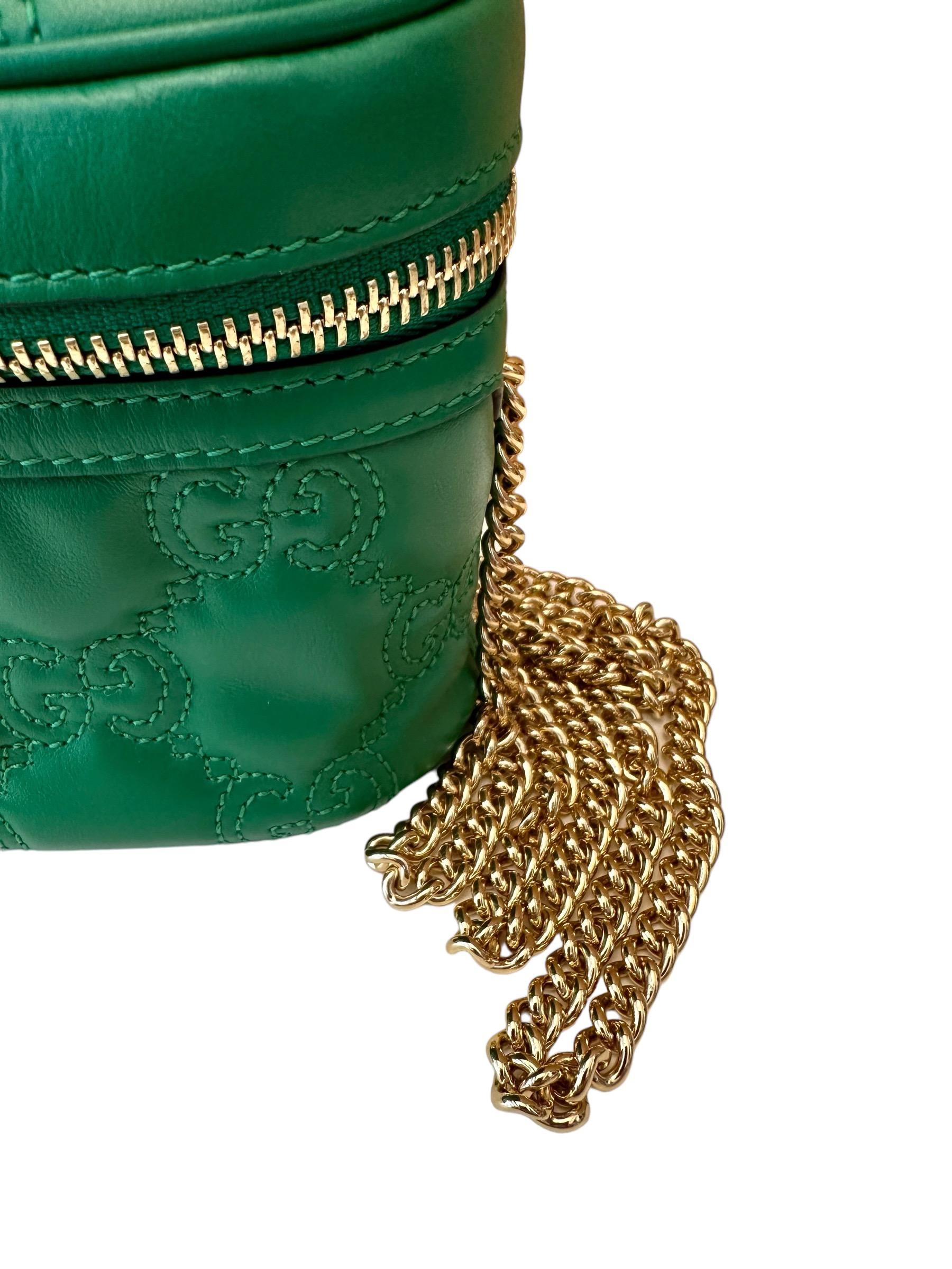 Gucci Top Handle GG matealssé Vanity Chain Mini Green Bag 6