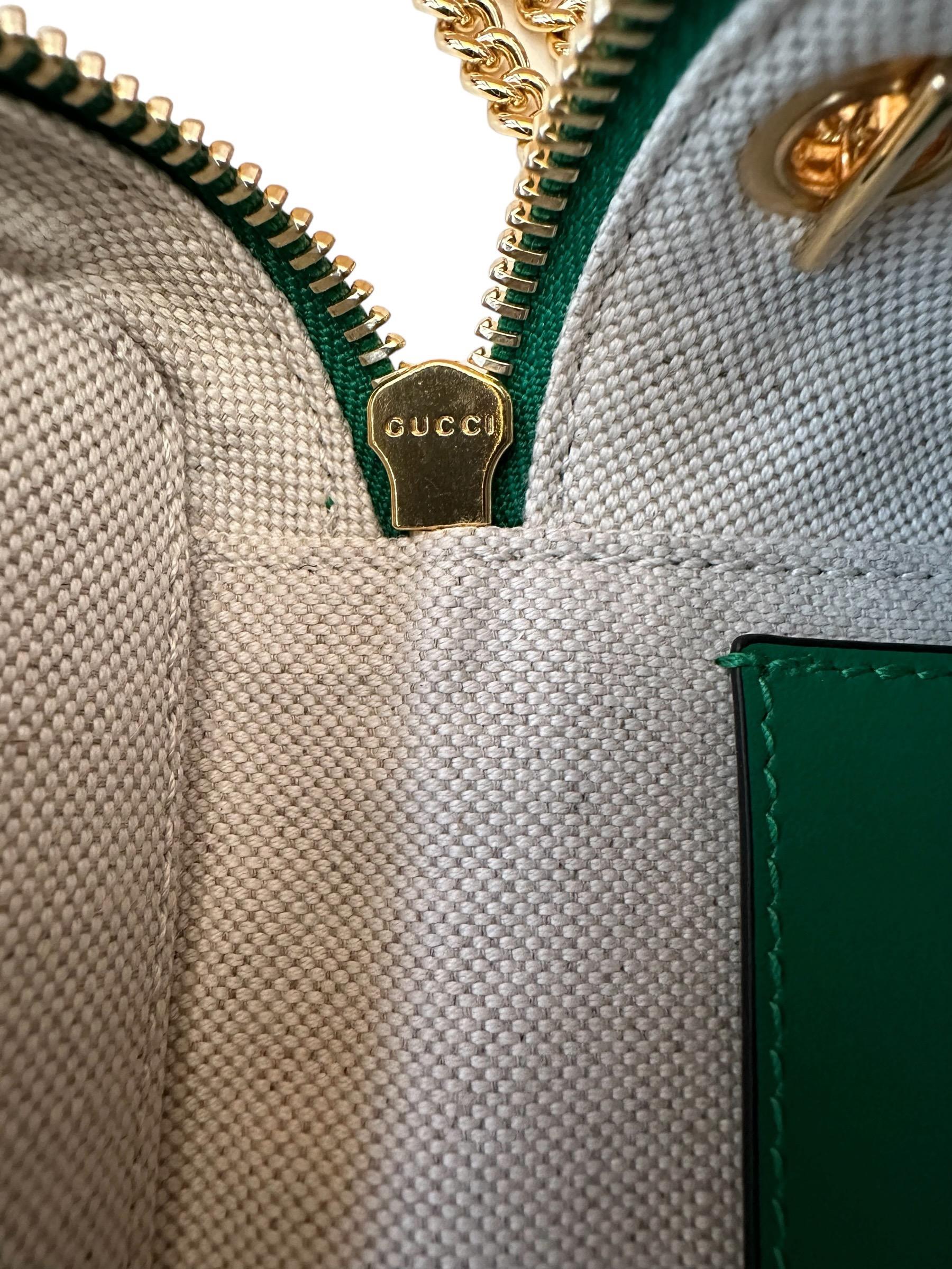 Gucci Top Handle GG matealssé Vanity Chain Mini Green Bag 4