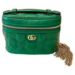 Gucci Top Handle GG matealssé Vanity Chain Mini Green Bag