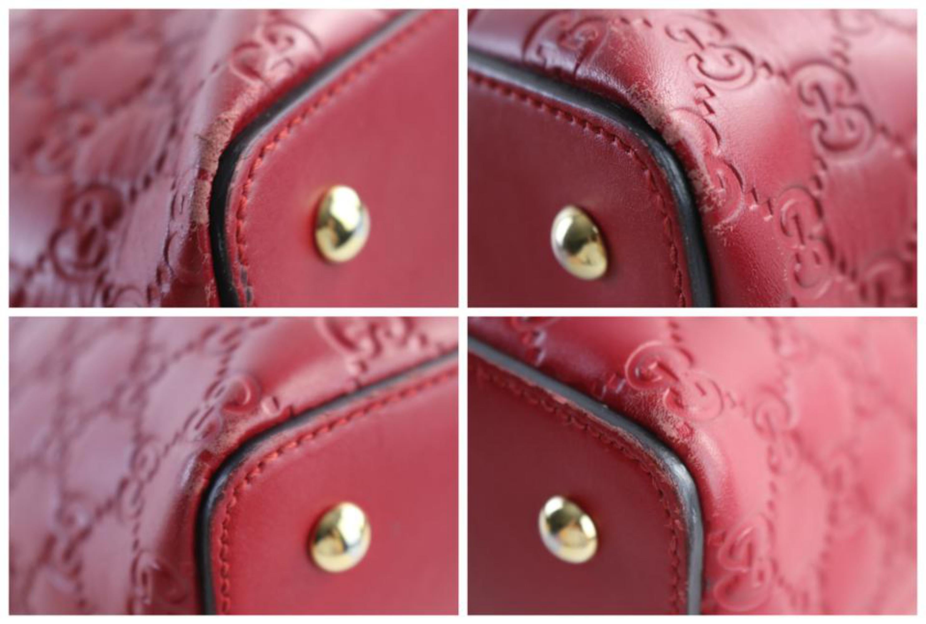 Gucci Top Handle Tote 11gr0606 Red Guccissima Leather Shoulder Bag For Sale 6