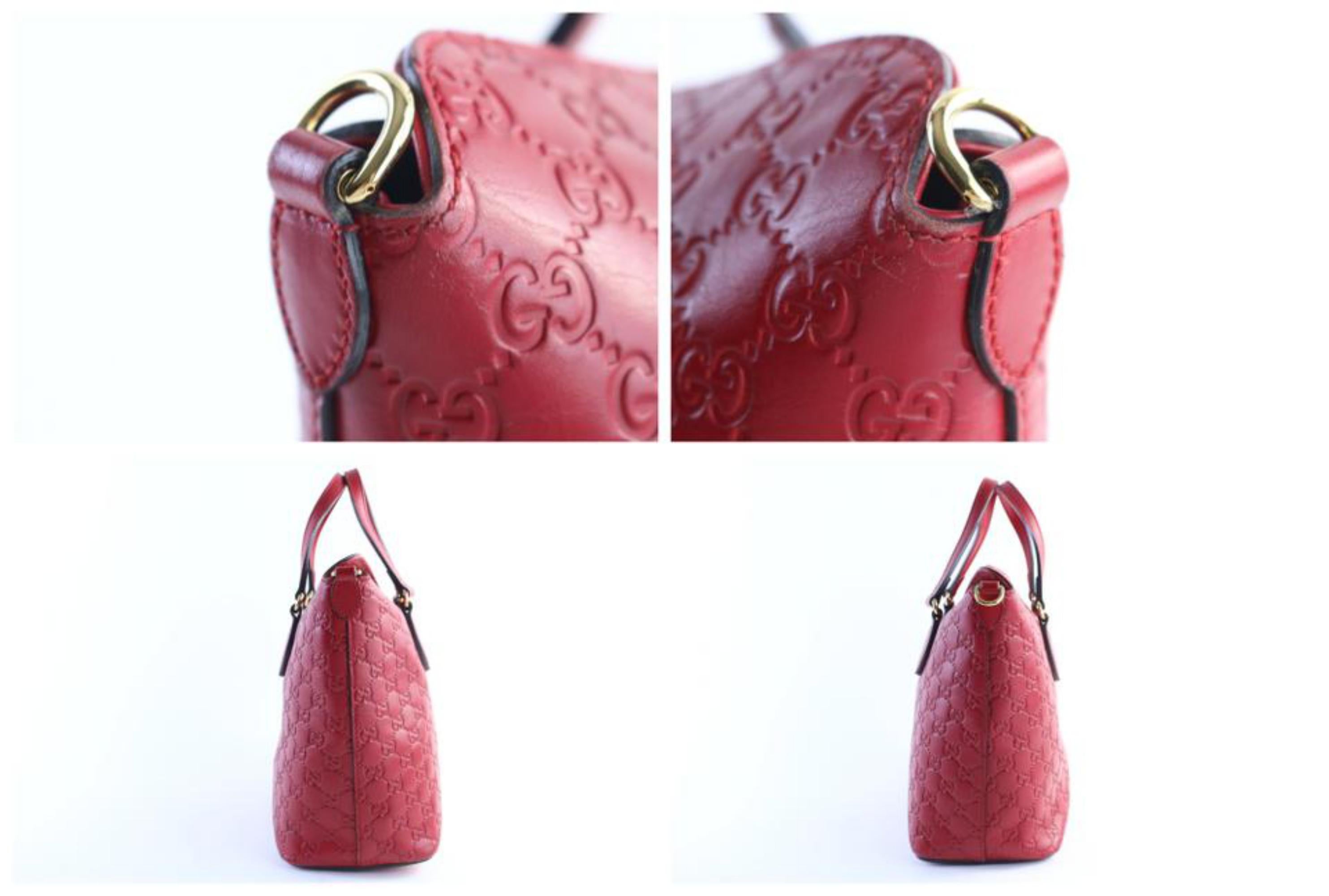 Women's Gucci Top Handle Tote 11gr0606 Red Guccissima Leather Shoulder Bag For Sale