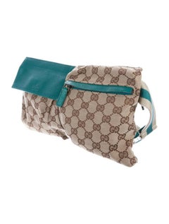 Gucci Torquoise Gg Waist Pouch Fanny Pack 867039 Beige Canvas Cross Body Bag