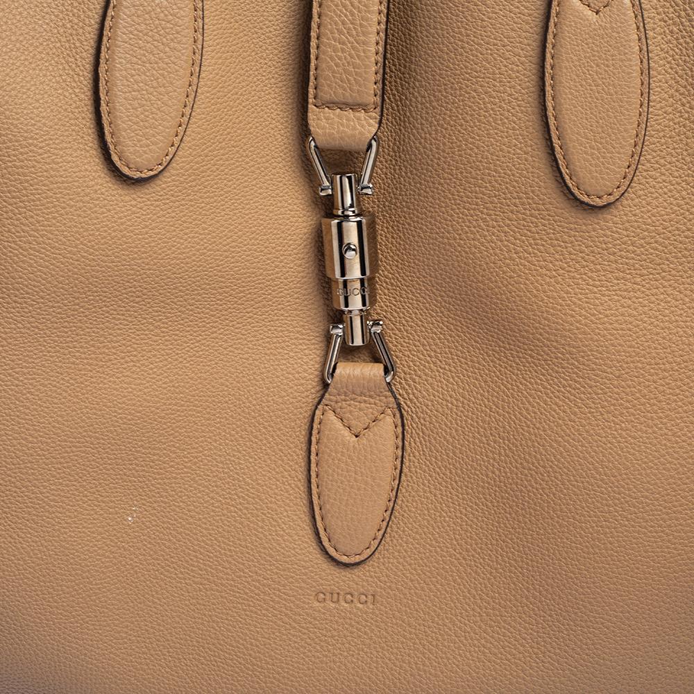Gucci Tortilla Brown Pebbled Leather Large Jackie Tote 5