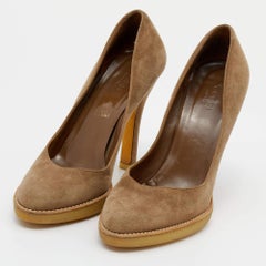Gucci Tortilla Brown Suede Pumps Size 36.5