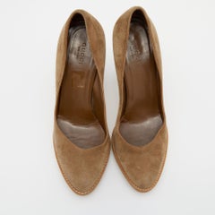 Gucci Tortilla Brown Suede Pumps Size 36.5