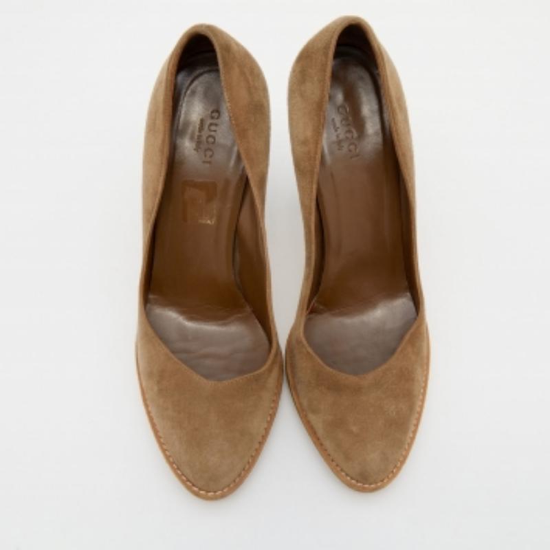 Gucci Tortilla Brown Wildleder Pumps Größe 36.5 (Braun) im Angebot