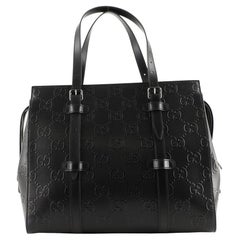 Gucci Tote Bag GG Embossed Perforated Leather