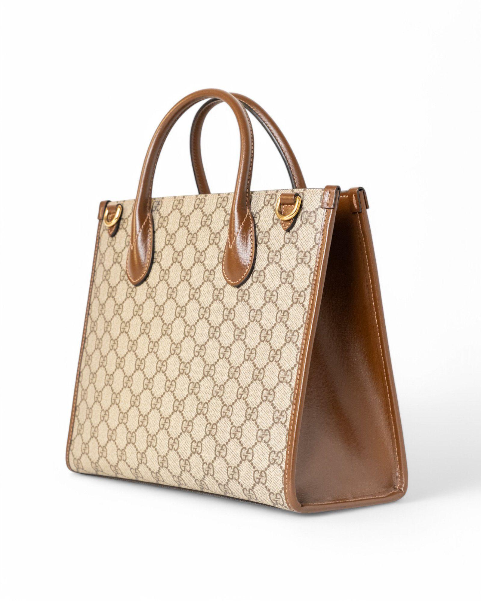 Gucci Tote Bag Small GG Supreme Brown 1
