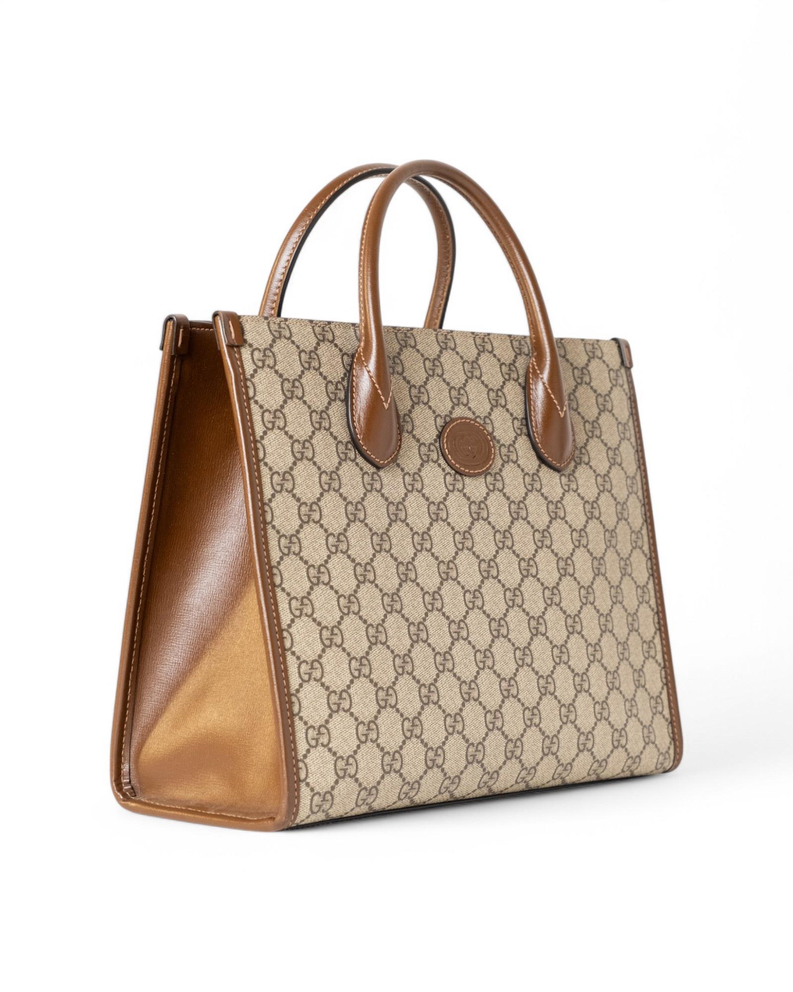 Gucci Tote Bag Small GG Supreme Brown 2
