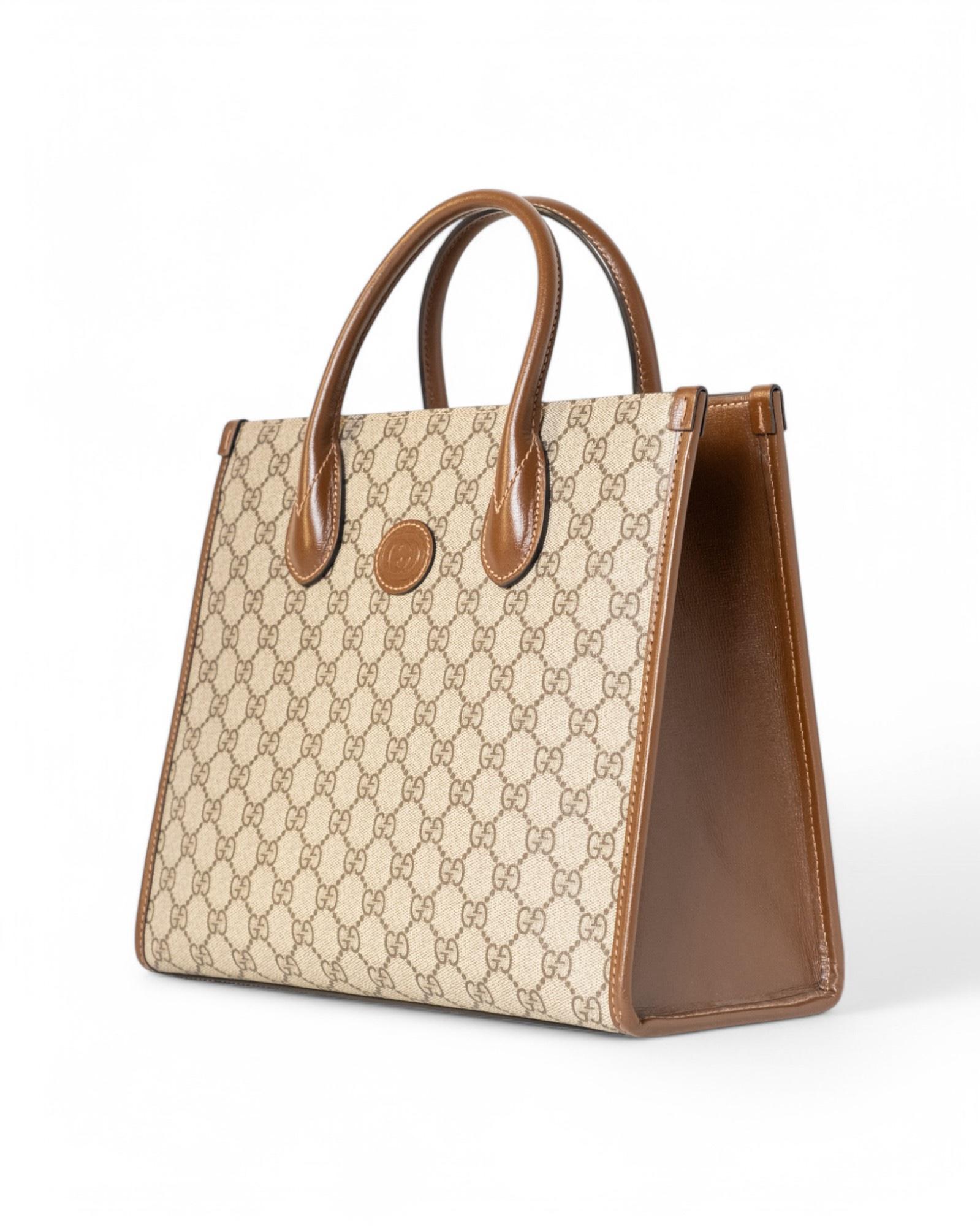 Gucci Tote Bag Small GG Supreme Brown 3