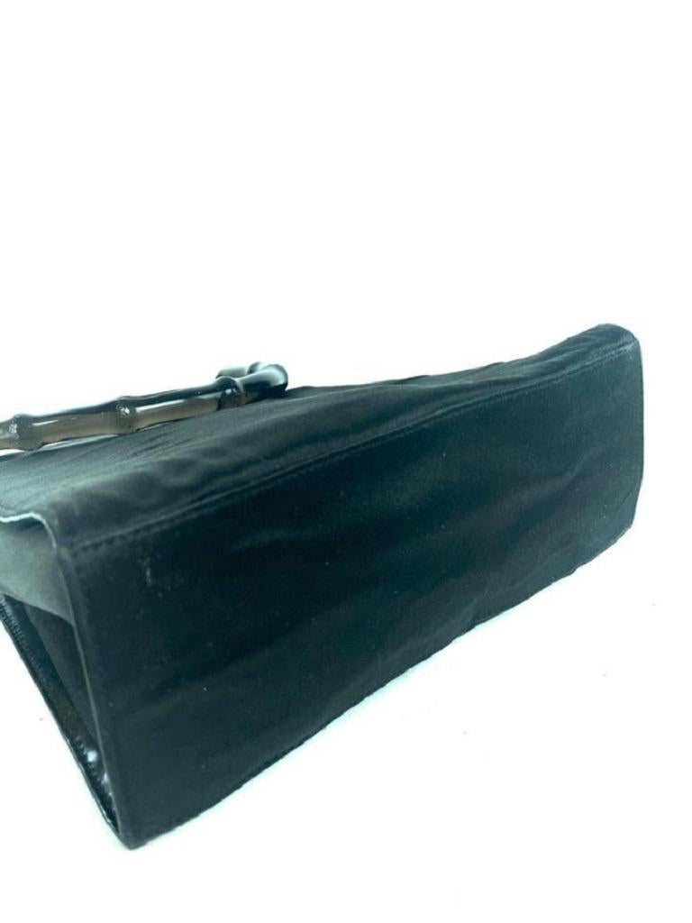 Gucci Tote Clear Bamboo 2g71 Black Satin Hobo Bag 2