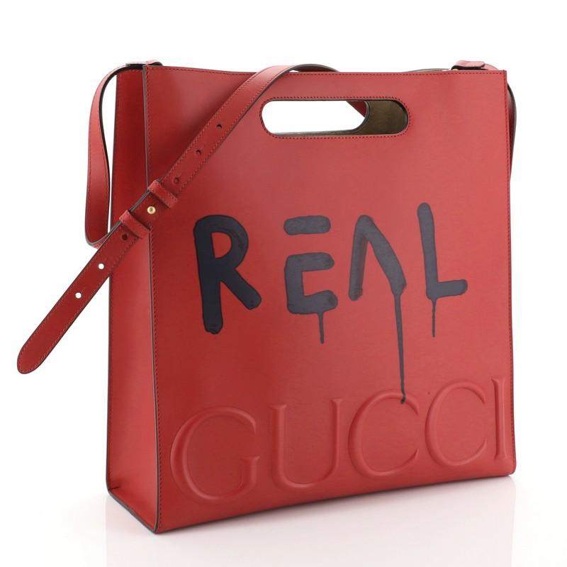 Red Gucci Tote GucciGhost Leather Medium