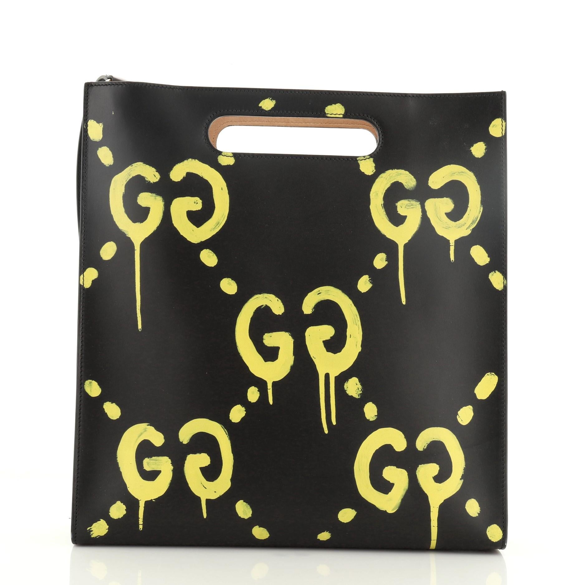 Black Gucci Tote GucciGhost Leather Medium