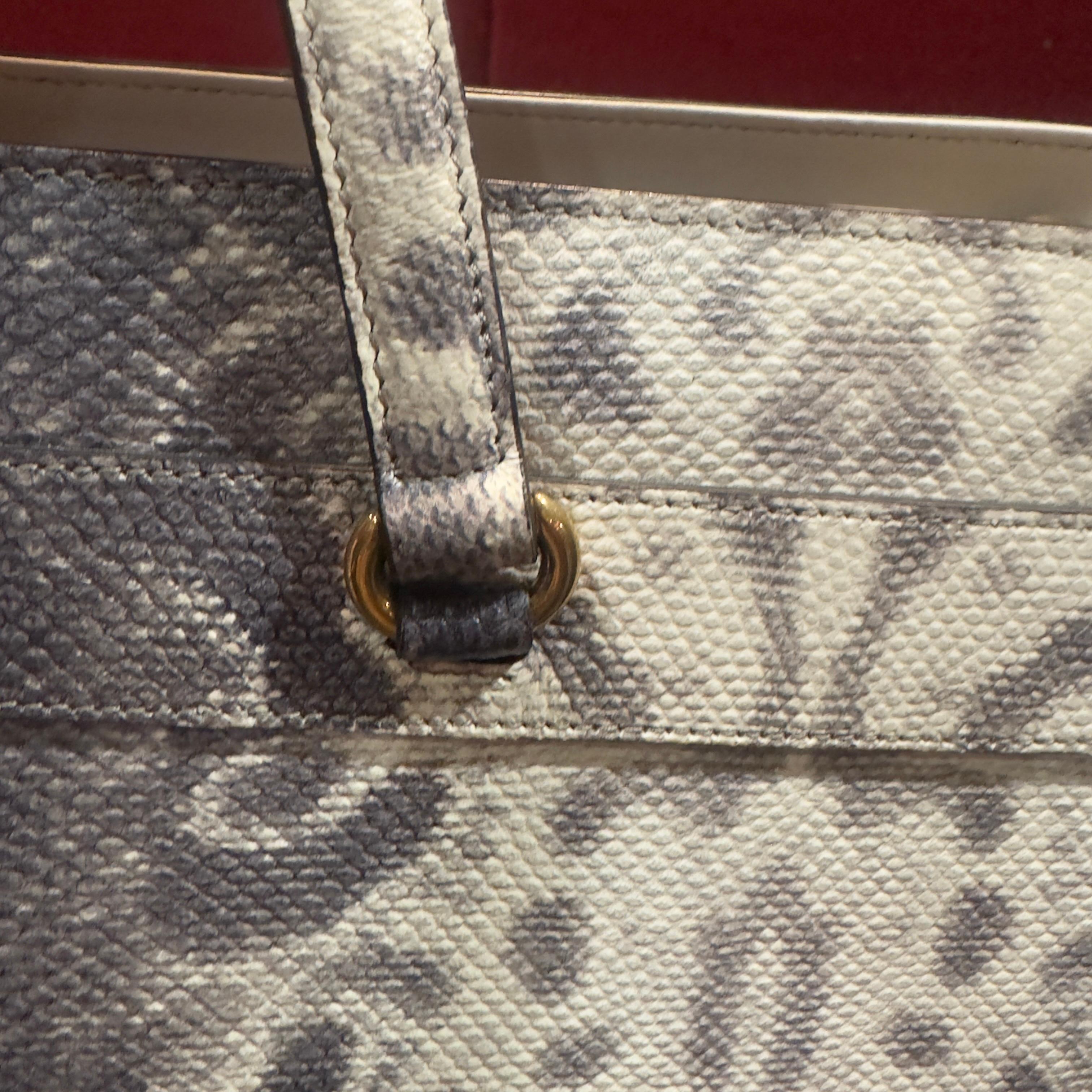 Gucci Tote in Pelle Anaconda Grigio – Vintage Rare en vente 1