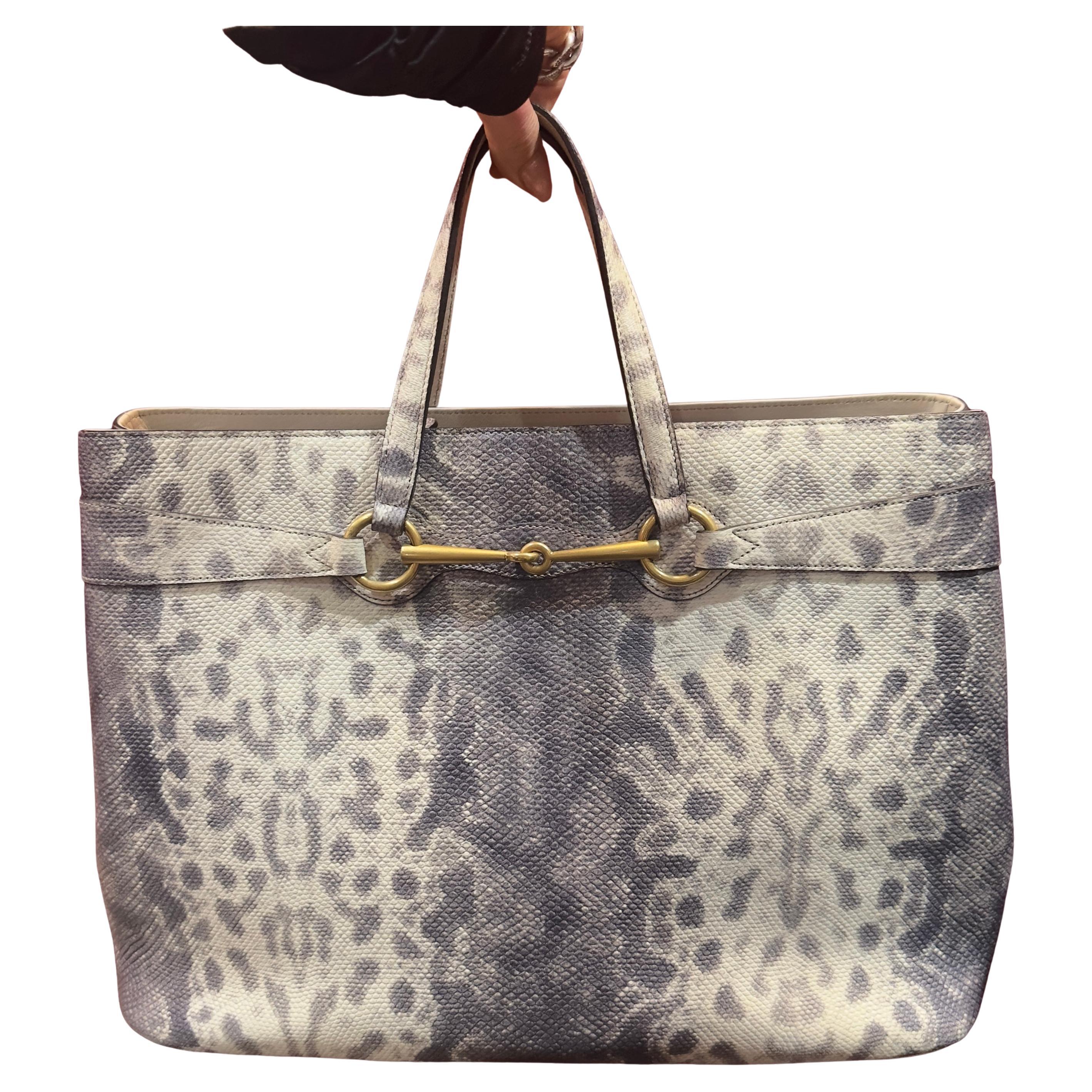 Gucci Tote in Pelle Anaconda Grigio – Vintage Rare