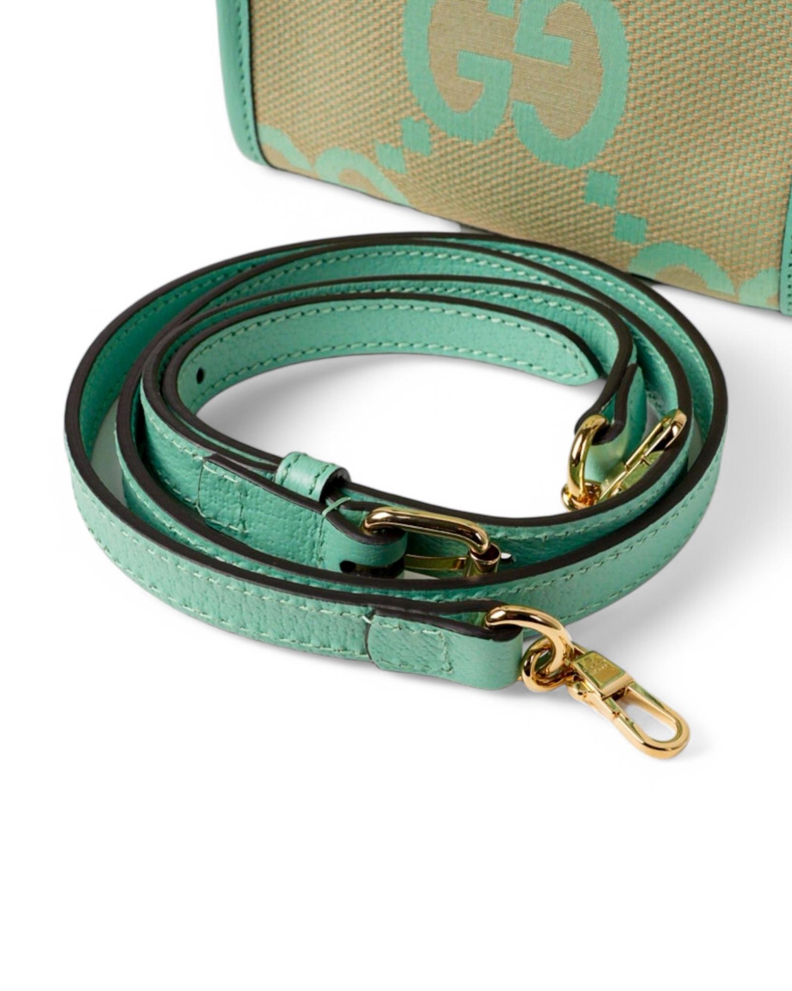 Gucci Tote Mini Canvas GG Jumbo Green For Sale 5