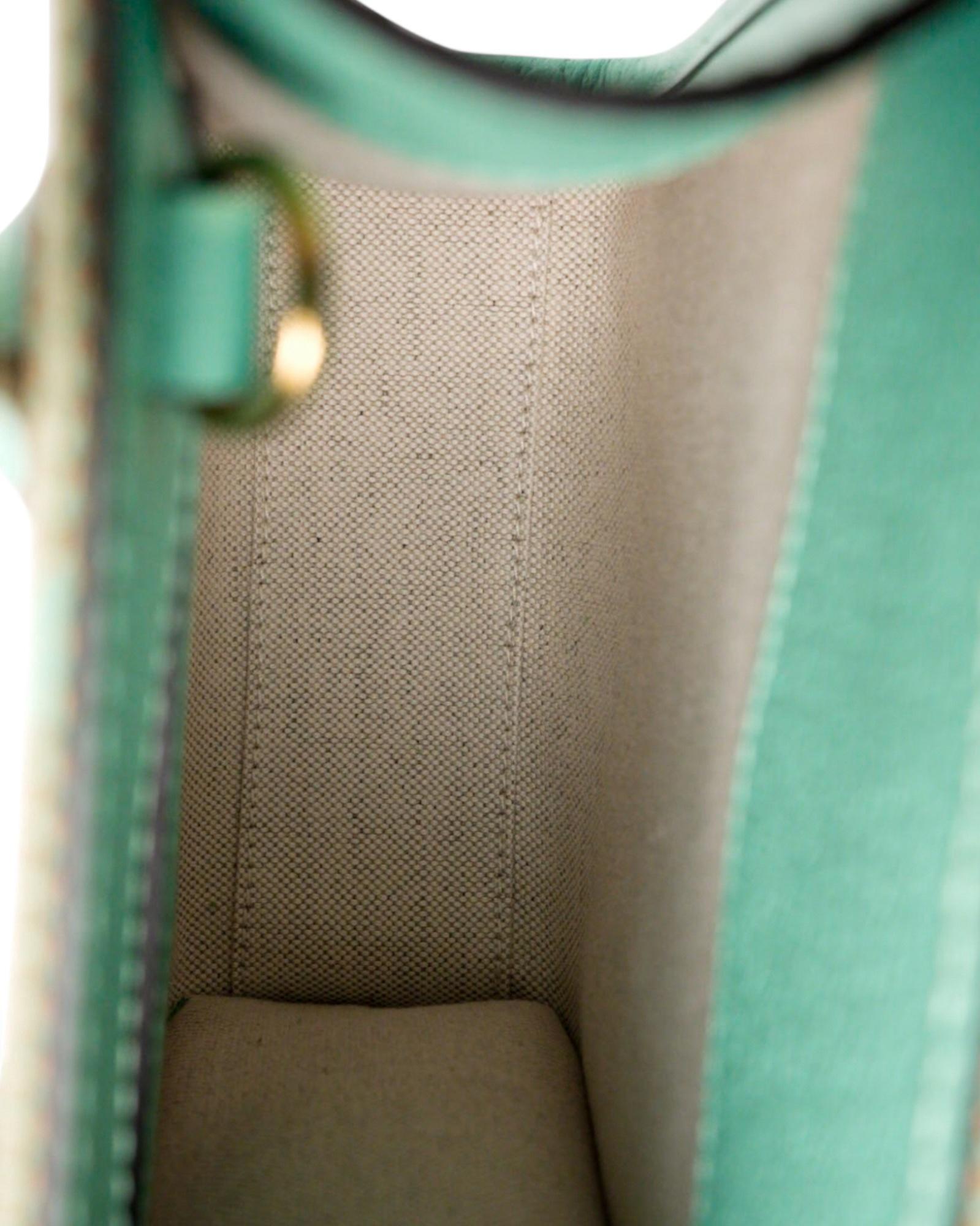 Gucci Tote Mini Canvas GG Jumbo Green For Sale 6