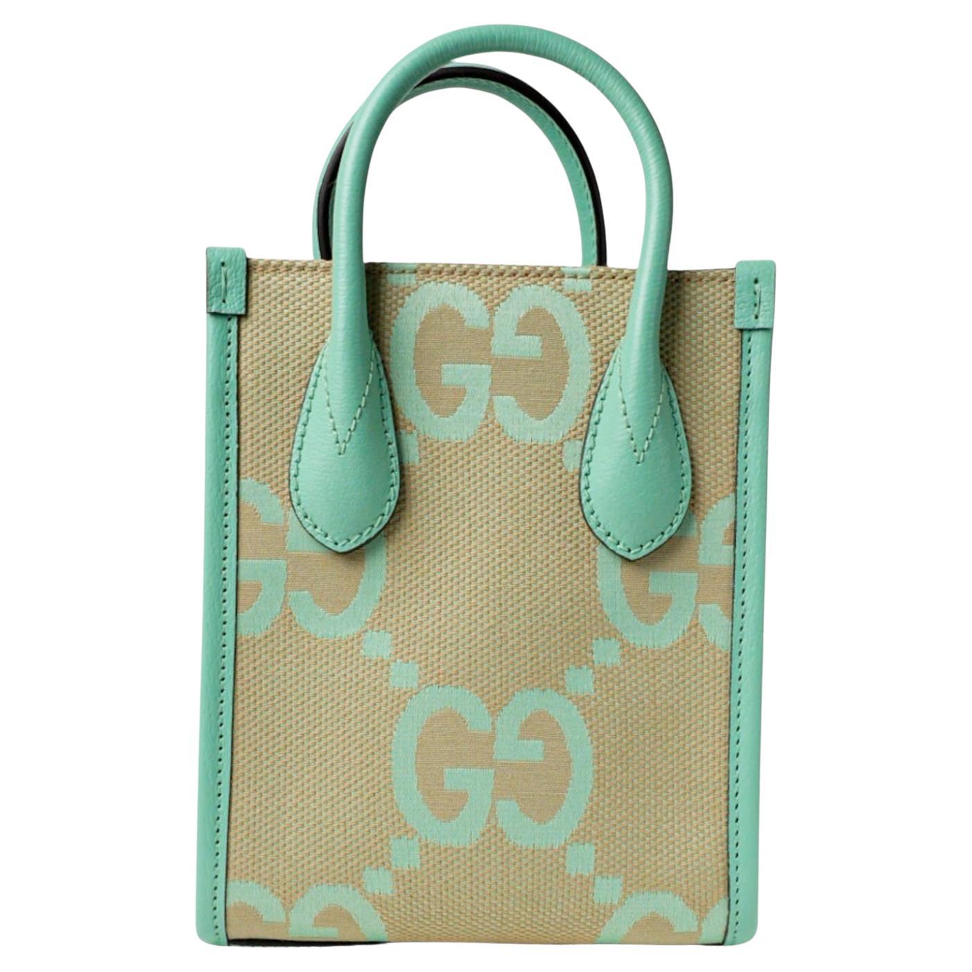 Gucci Tote Mini Canvas GG Jumbo Green For Sale