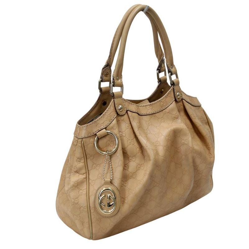 Brown Gucci Tote Sukey Medium Monogram Leather Guccissima GG Shoulder Bag