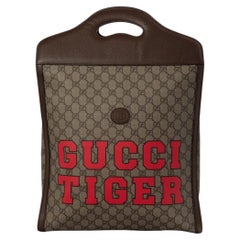 Gucci Tote Vertical Tiger GG Supreme Brown