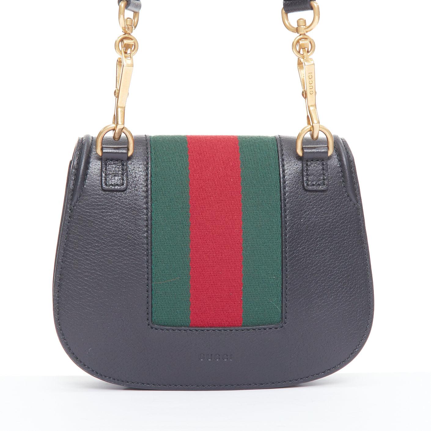 De las mujeres Bolso crossbody GUCCI Totem de piel de becerro negra con correa de cristal y logotipo de mariposa