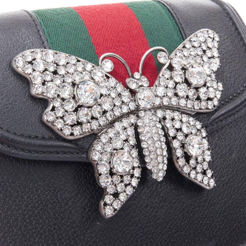 Bolso crossbody GUCCI Totem de piel de becerro negra con correa de cristal y logotipo de mariposa 2