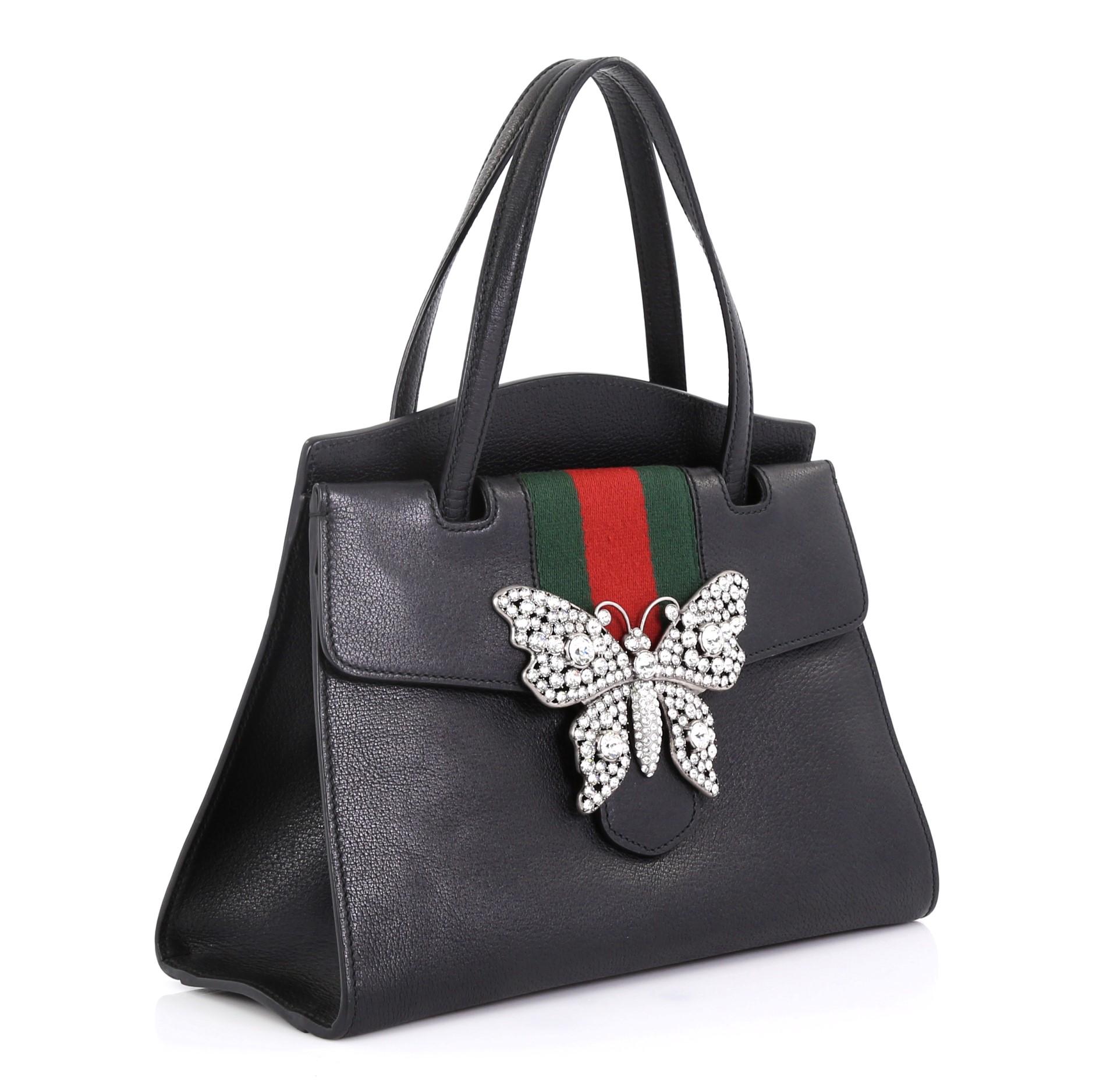 Black Gucci Totem Top Handle Bag Leather Medium