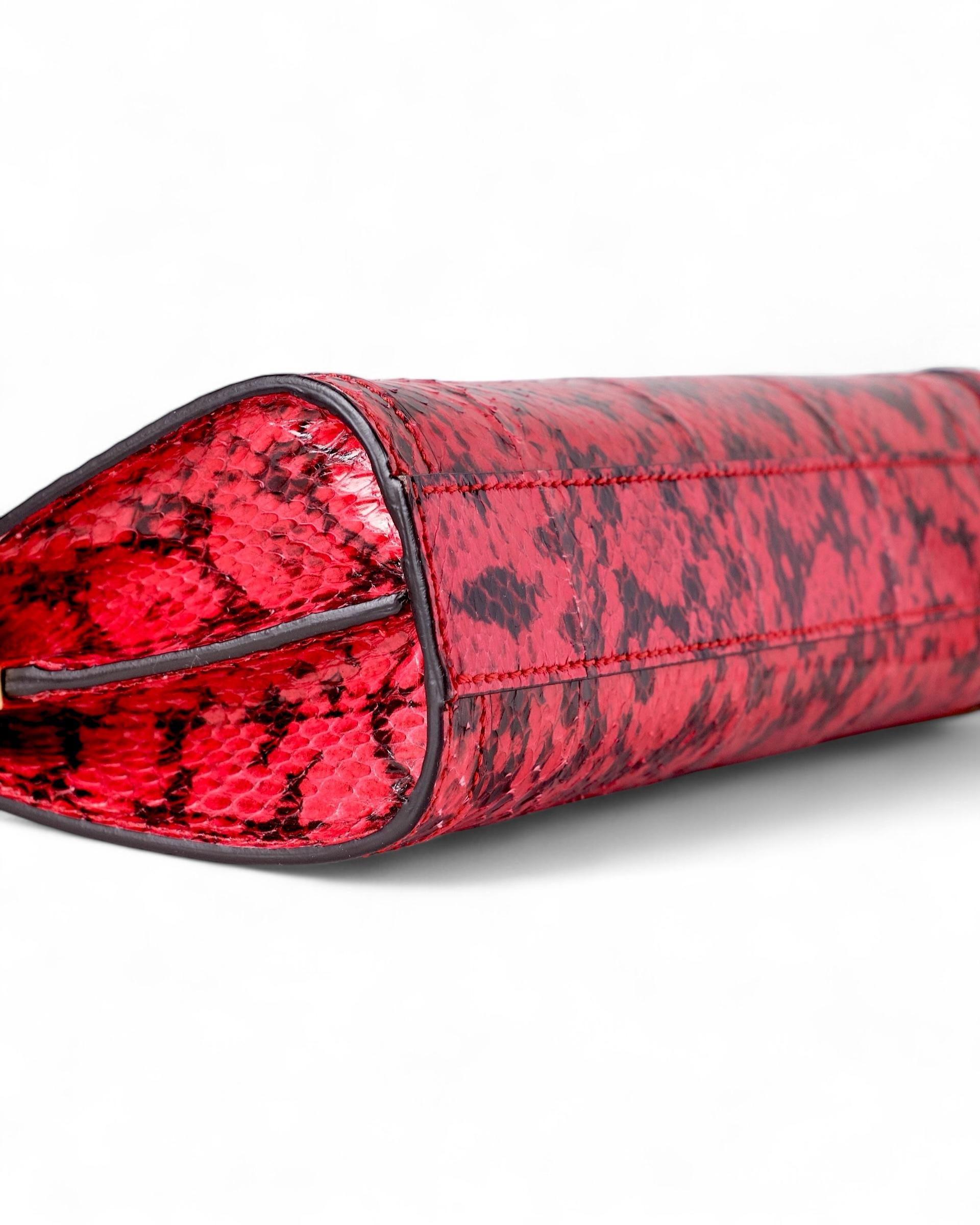 Gucci Ophidia Python Shoulder Bag Red In New Condition For Sale In Torre Del Greco, IT