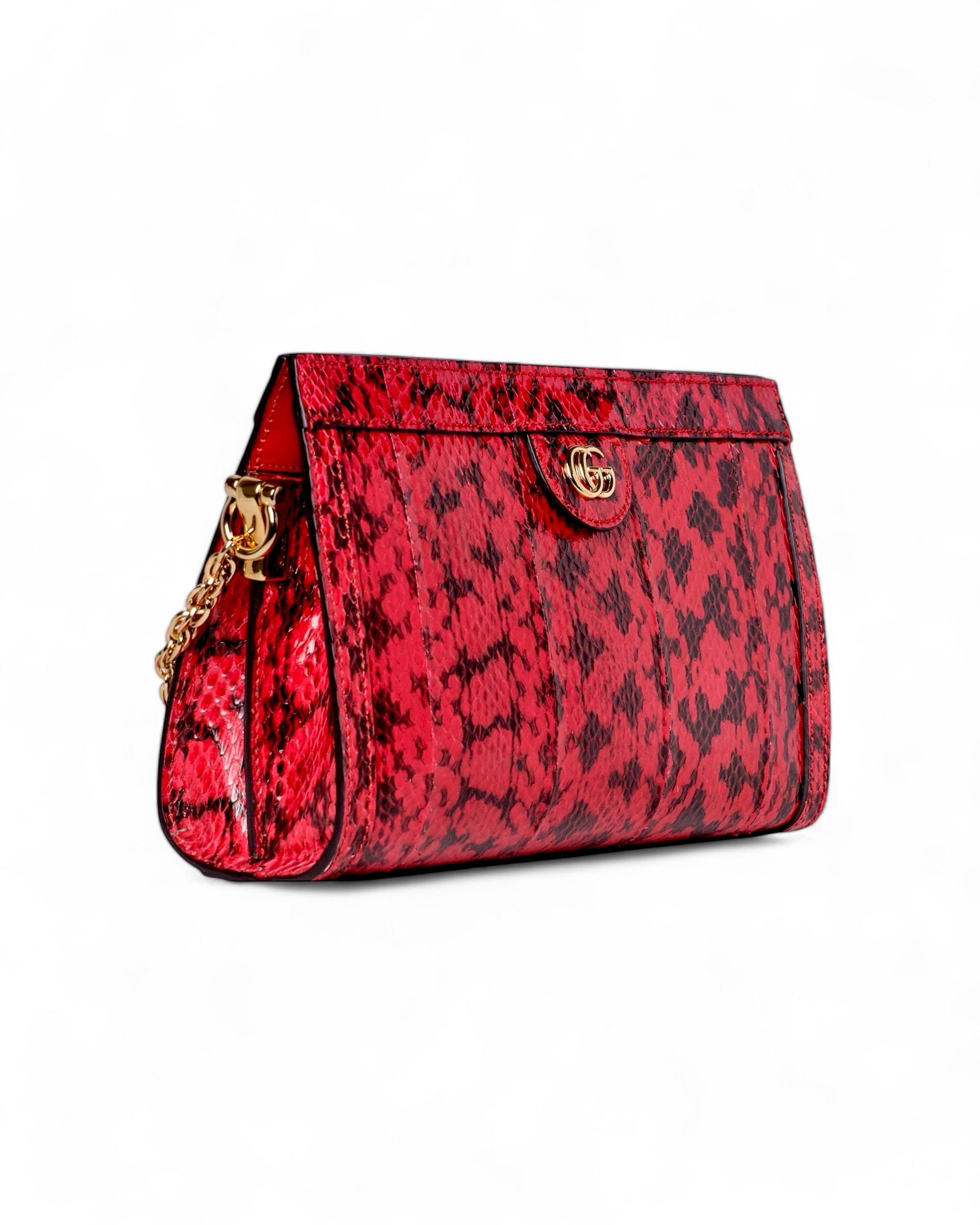 Women's Gucci Ophidia Python Shoulder Bag Red For Sale