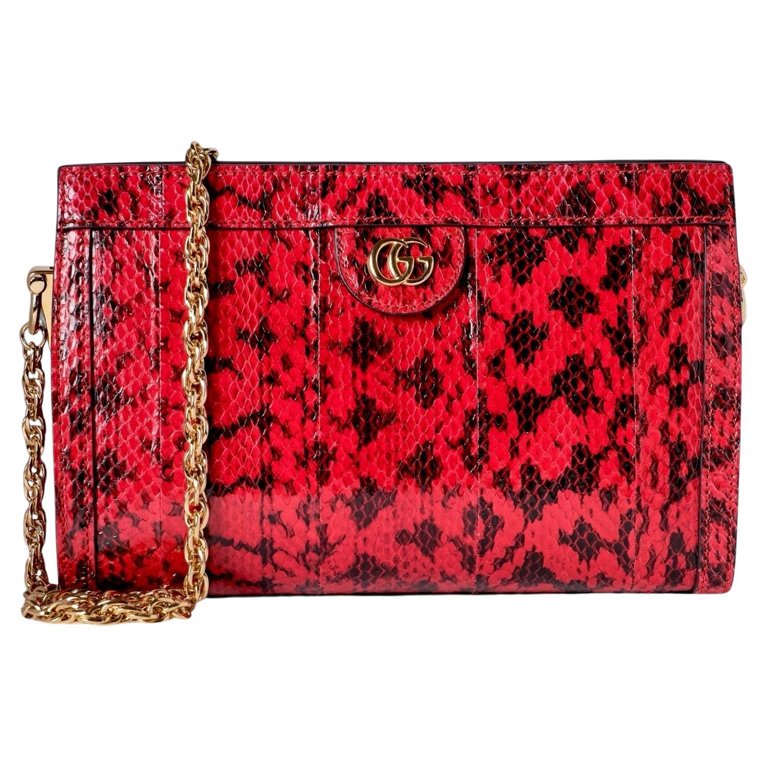 Gucci Ophidia Python Shoulder Bag Red For Sale