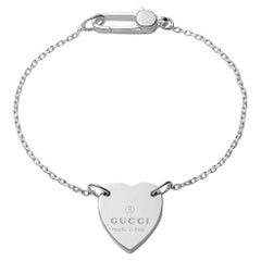 Used Gucci Trademark Heart Silver Bracelet