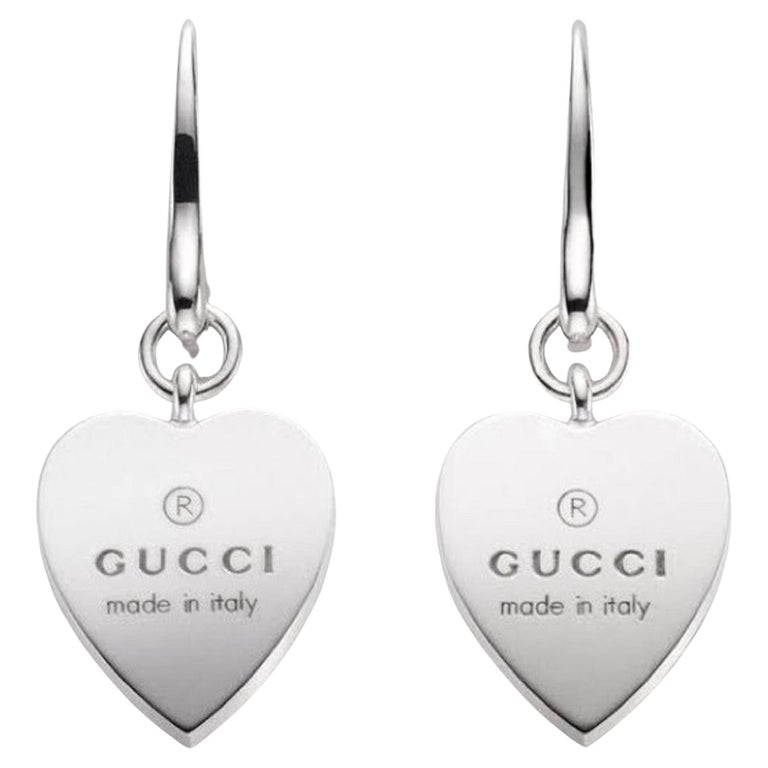 Gucci Trademark Logo SS.925 Heart Charm Dangle Earrings at 1stDibs | gucci  dangle earrings, gucci heart dangle earrings, gucci heart earrings dangle