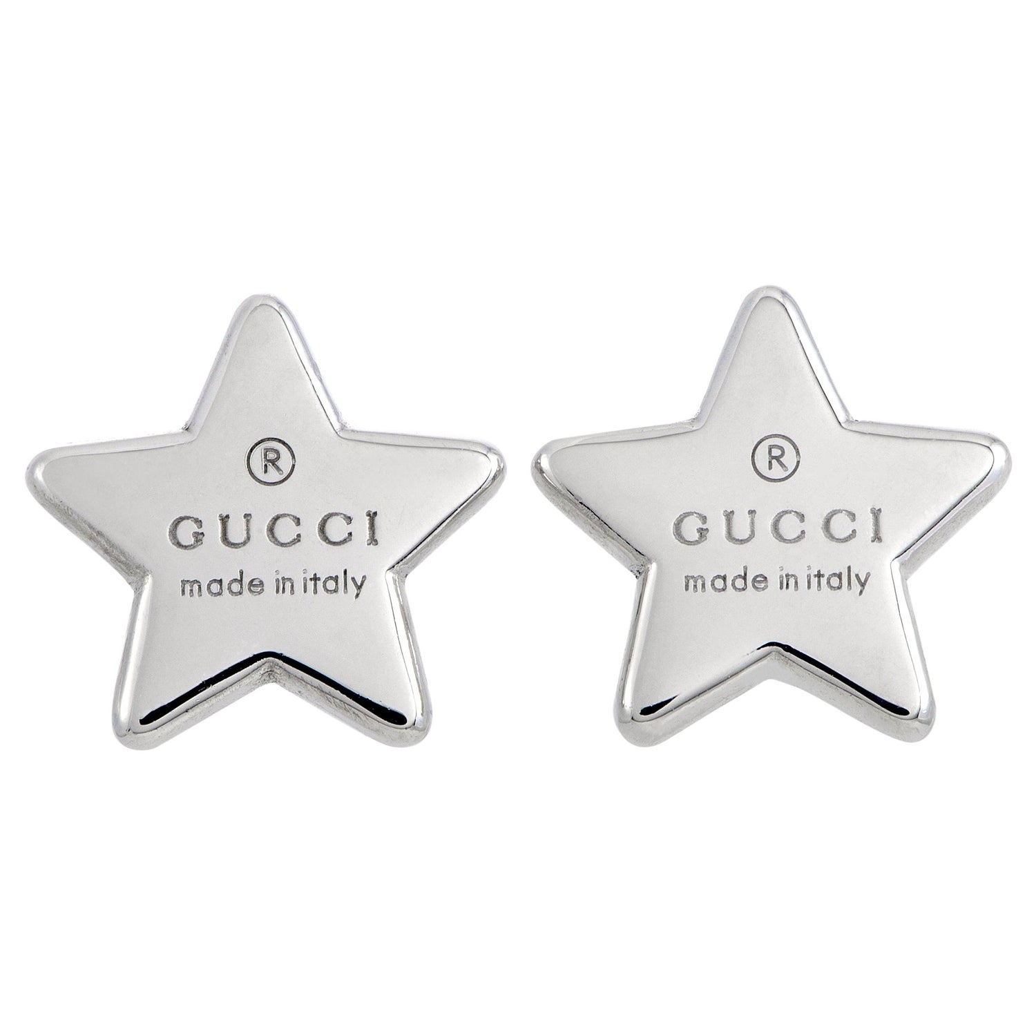 Gucci Trademark Rhodium-Plated Silver Star Stud Earrings at 1stDibs | gucci star  earrings